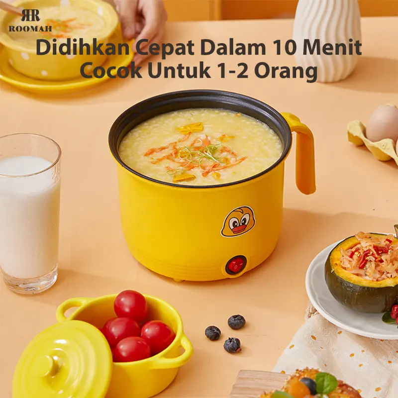 Panci Listrik Serbaguna Elektrik Cooker Multifungsi Panci Kukus Elektrik / Panci Listrik Multifunctional Electric Frying Pan Kuning 5