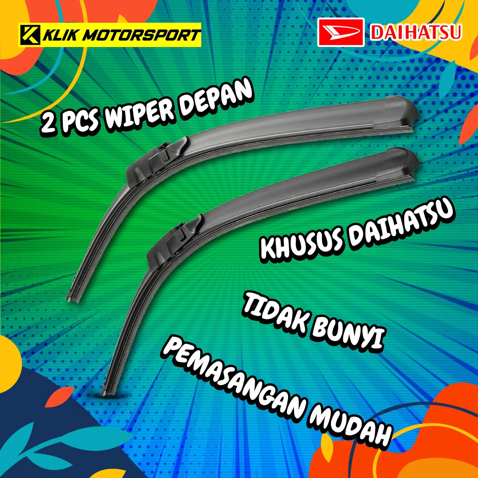 DAIHATSU 2 PCS  Wiper Mobil Frameless Wiper Blade Kaca Depan