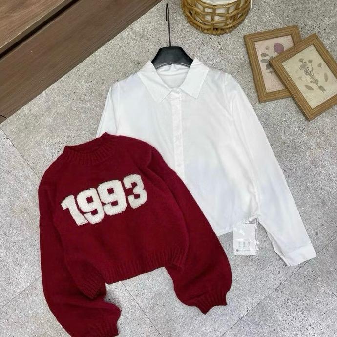 Sét 2 món áo len tay dài số 1993 phối sơ mi mẫu mới nhất mùa đông chuẩn hàng QCCC dành cho nữ Women Top Cổ Tròn Dài Tay - Njnkyumy Shop 5