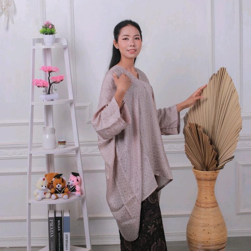 blouse kaftan tunik viscose (hanya atasan)/kaftan viscose mewah / setelan batik mewah / kaftan burkat / Atasan Muslim Motif 1