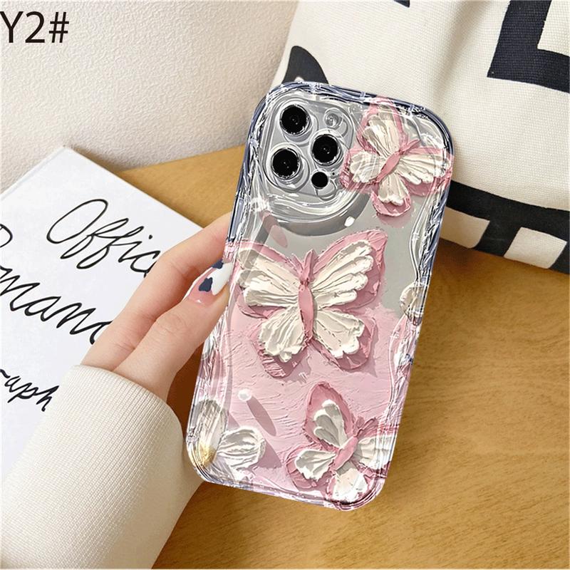 Casing Untuk Oppo A3X A16 A60 A16E A38 A18 A17 A58 A78 A17K A15 A5S A77s A79 A31 A16S A52 A1K A95 A54 A57 A7 A12 A3S A16K A74 A53 A1K A11K A76 F9 Pink Butterfly Bling kupu-kupu Soft Case 8