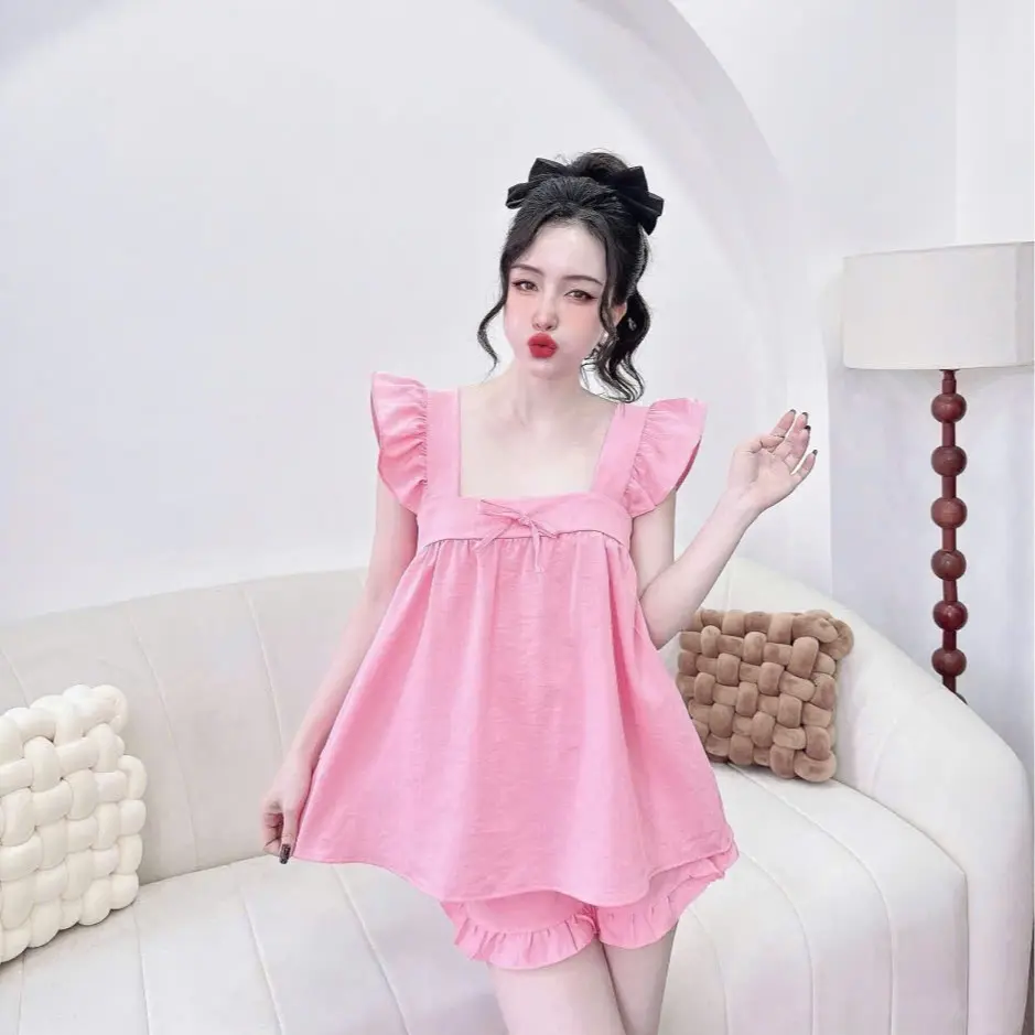 ĐỒ BỘ CÁNH TIÊN QUẦN ĐÙI VẢI LINEN MẶC NHÀ NHIỀU HÌNH 40-60KG