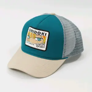 Trucker Hat Patch topi Jaring Pria Distro Original Omidoki Tosca Cream Abu Katun topi Bisbol Baseball Elegan topi anyta