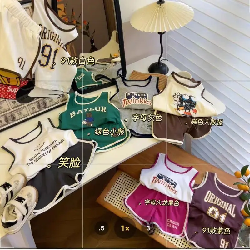 Bộ áo ba lỗ quần đùi trẻ em, set đồ 3 lỗ mùa hè cho bé Gin Baby Wear 2024 Cotton Cao Su