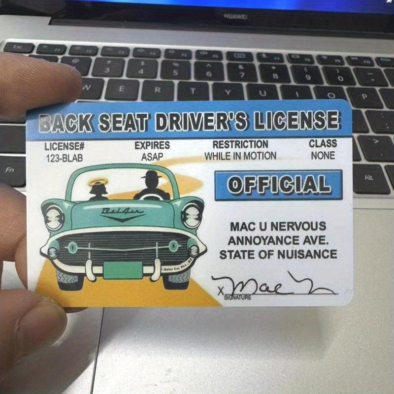 Product Introduction of Funny Car Design Back Seat Driver License Card, 1 Count Creative Car Driver License Card, Office Stationery & Supplies for Home School Office 0