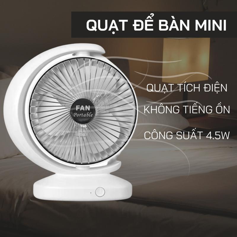  Quạt mini tích điện Q13 Q14 để bàn hình vầng trăng xoay 180 độ máy quạt pin sạc điện usb làm mát công suất lớn 3 chế độ gió 1200 mAh. Phụ Kiện 