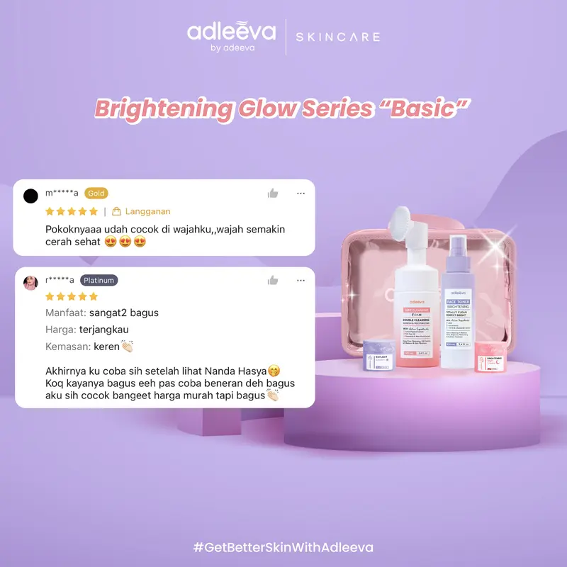 ADLEEVA - [Paket Pemula ISI 4] WHITENING Glow Booster / ACNE Bright Series Basic - Mencerahkan bantu samarkan flek hitam, Paket perawatan kulit berjerawat dan bekas jerawat secara maksimal BPOM HALAL 5