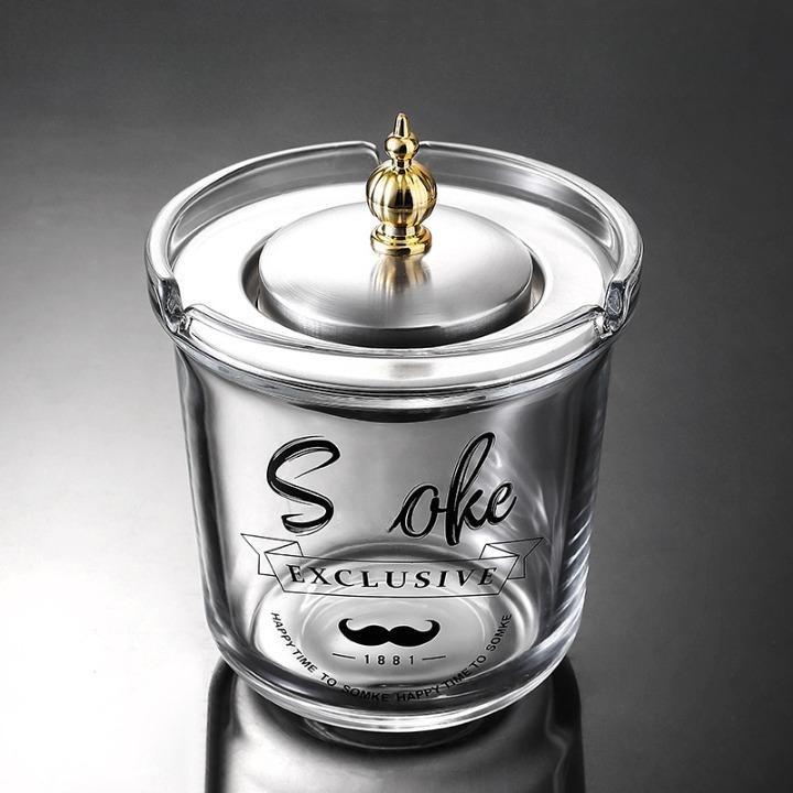 Gạt Tàn Thuỷ Tinh Phễu Sang Trọng Có Nắp Ngăn Tro Thủy Tinh