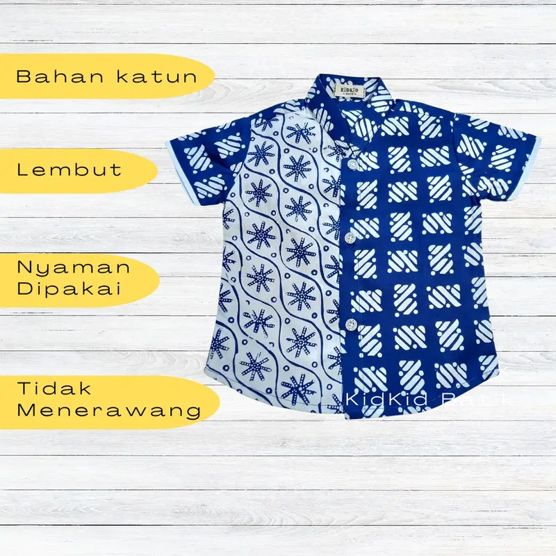 Batik Couple Anak Baju Batik Anak Couple Kakak Adik Warna Biru Kemeja Dress Sarimbit 3