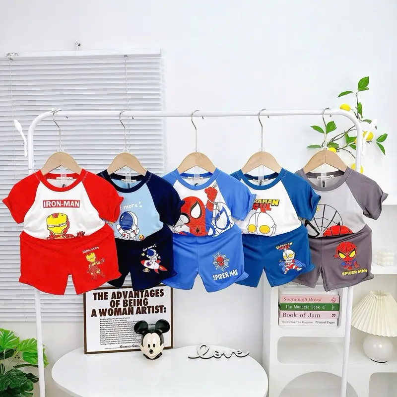 Đồ bộ siêu nhân cho bé- vải thun lạnh thoáng mát hoạ tiết năng động cute thoải mái/ hàng chính phẩm