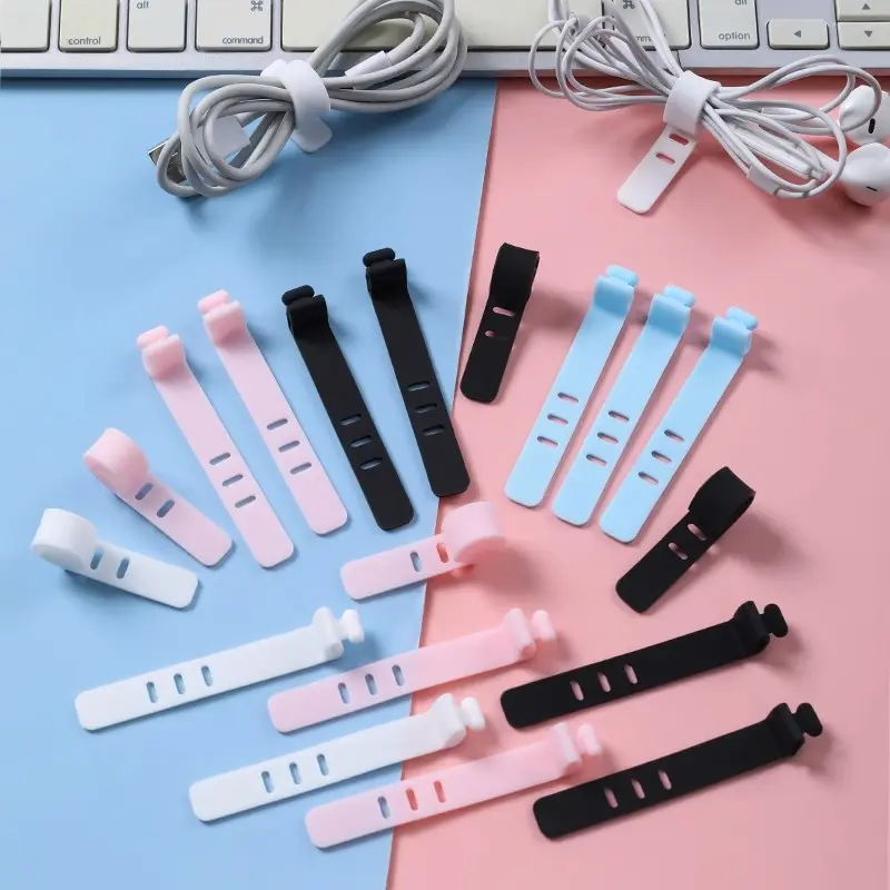 Data Cable Organizer Strap Storage Cable Management Earphone Charging Cable Silicone Wrap Strap Buckle Binding Tool