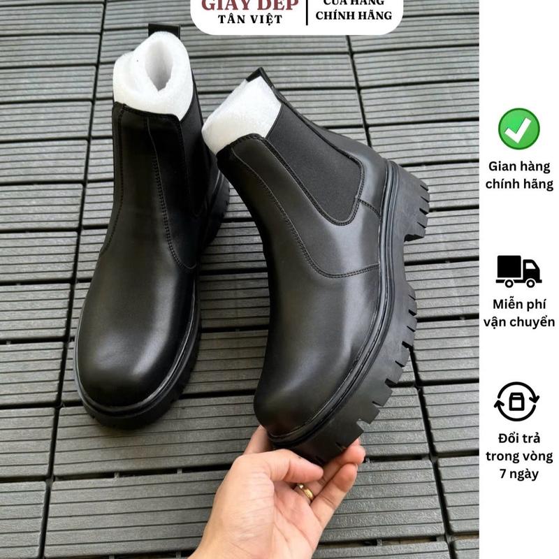 Giày da nam Chelsea Boot đế cao 4.5 cm - Thương hiệu uy tín mã H04 Cao Su giay nam giay don