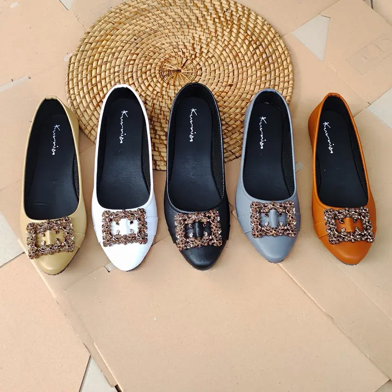 Flatshoes Jumbo Kurnia Big Size 41 42 43 44 45 V038 Hitam Karet 2