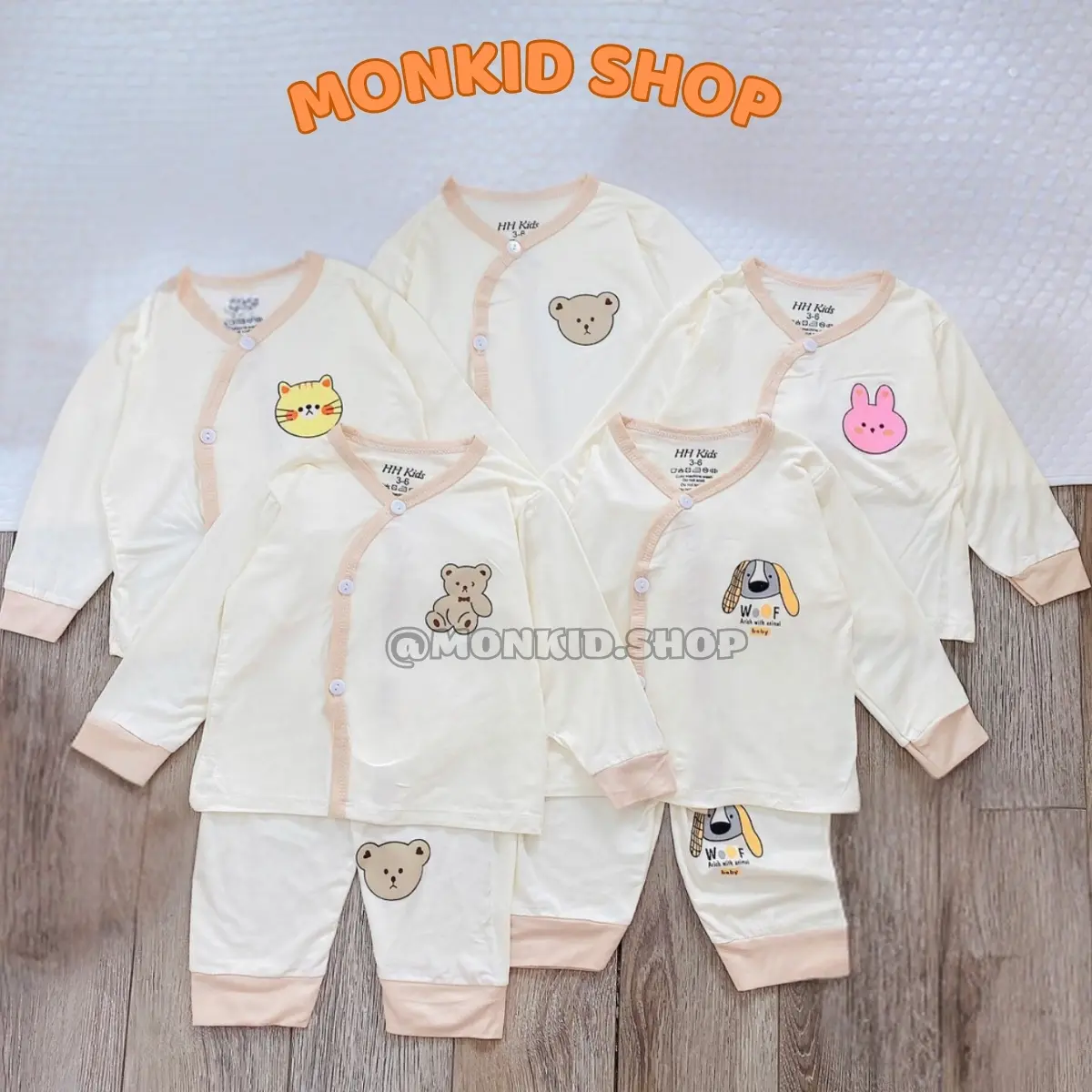 [Combo 3/5 LOẠI ĐẸP] Bộ Sơ Sinh Trơn Dài Tay HH Kids - Chất Thun Lạnh Petit Bảng Màu Hàn Quốc Cho Bé Size 0-9 Tháng Cho Trẻ Sơ Sinh