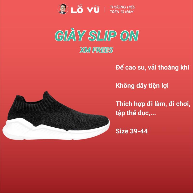 AD Giày thể thao Slip on XM Frees, Không dây, Đế cao su mềm, Vải thoáng khí, Size từ 39-43, Thích hợp đi làm, đi chơi, tập thể dục,....