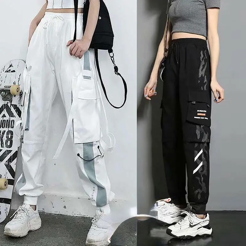 Women Cargo Pants Hip Hop Joggers Trousers Female Big Pockets Casual Dance Pants Streetwear Long Sweatpants