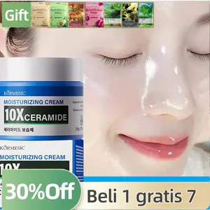 [Manfaat toko baru Beli 1 dapat 7 gratis]10X Ceramide Moisturizing Cream 50G Ceramide Skin Barrier Repair Moisturizer Cream Niacinamide Moisturizer Brightening,10X Ceramide Skin Barrier Moisturize Niacinamide Brightening Cream Skin Barrier serum glowing