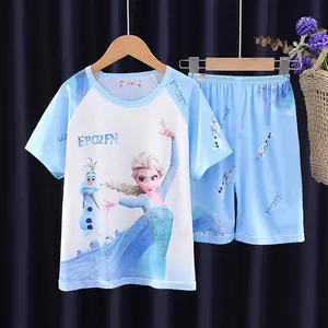 Pinky BT1356 Setelan Lengan Pendek Baju Tidur Set Lucu Anak Laki-Laki Perempuan Motif Kartun Fashion
