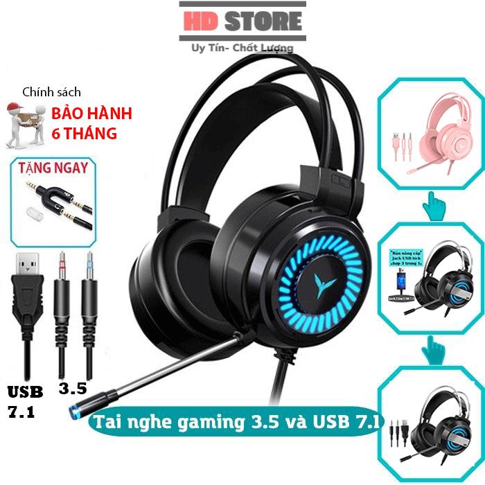 Tai nghe gaming chụp tai có mic có đèn LED cho máy tính, điện thoại