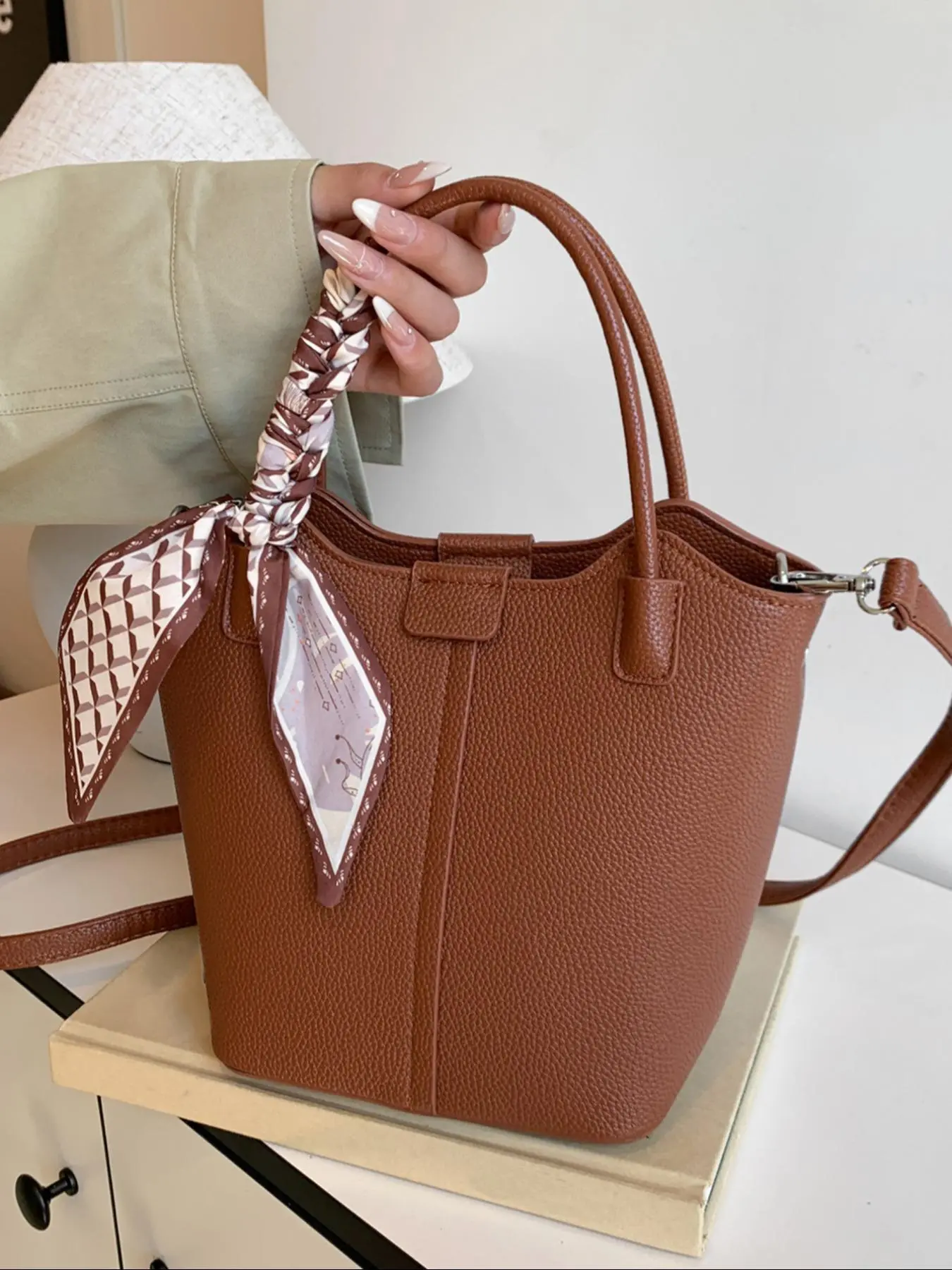 Women's Elegant Bowknot Design Handbag, Fashionable PU Leather Crossbody Bag for Daily Used, Casual Trendy Versatile High-quality Daily Commuting Bag