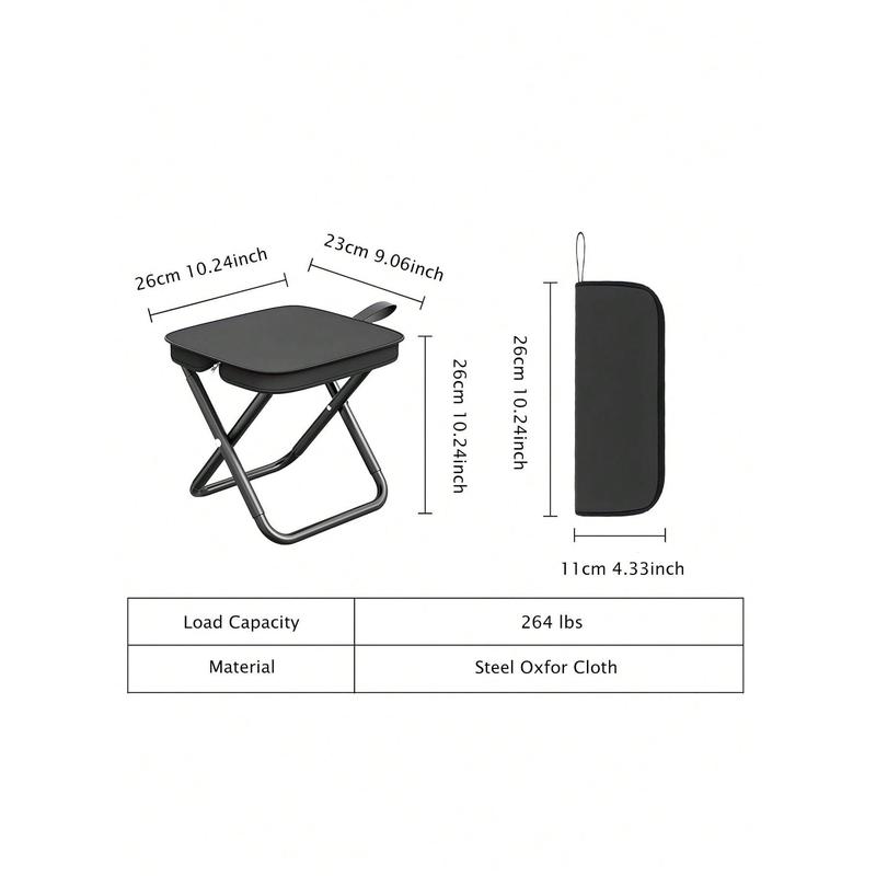 1pc Outdoor Folding Chair, Portable Stool For Outdoor Camping Travel Vacation And Fishing, Small Stool With Adjustable Zipper 2