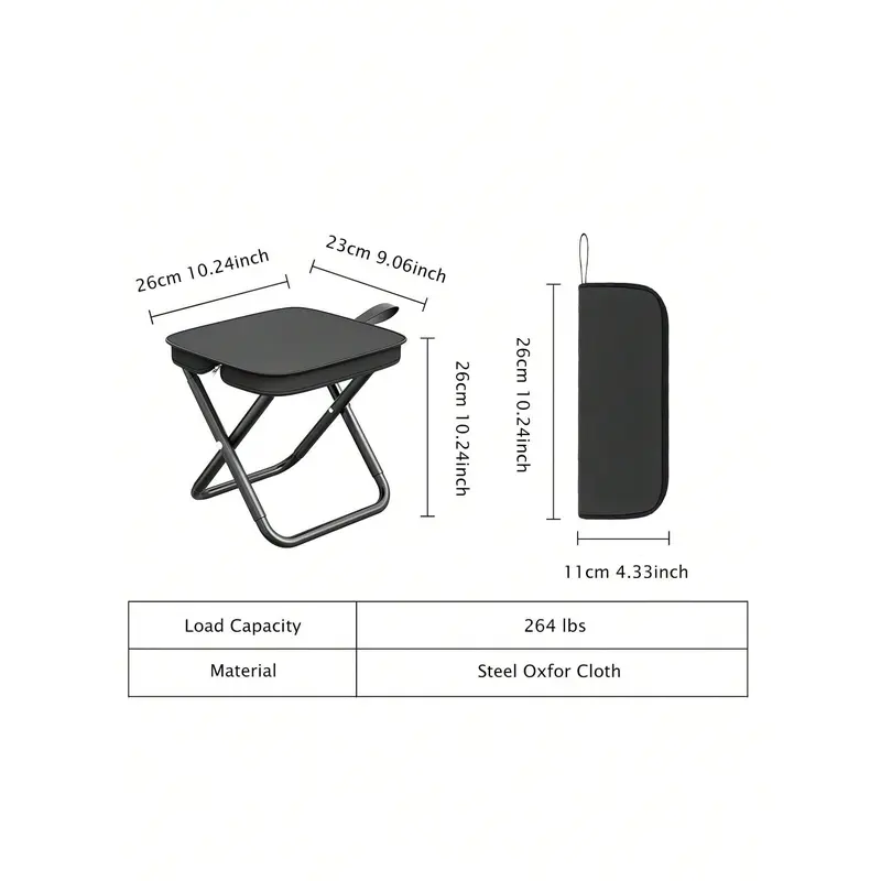1pc Outdoor Folding Chair, Portable Stool For Outdoor Camping Travel Vacation And Fishing, Small Stool With Adjustable Zipper 2
