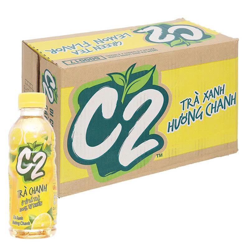 Thùng 24 Chai Trà Xanh C2 Hương Chanh - Hương Táo - Hương Đào
