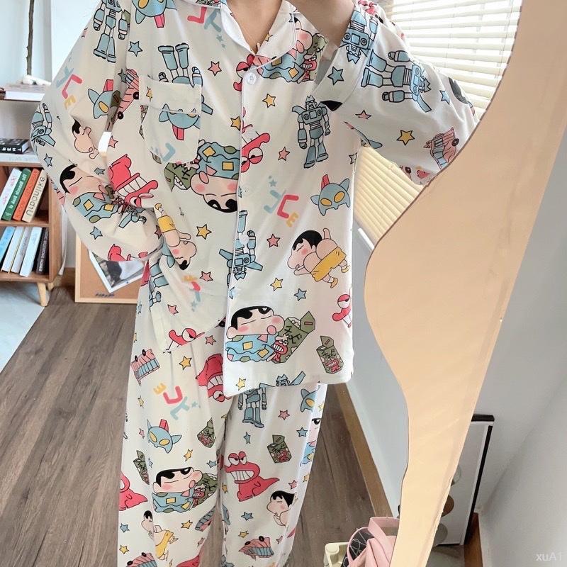 Đồ bộ pijama nữ mặc nhà dài tay quần dài hoạt hình dễ thương Kate thô (msp01)  ngủ  hello  kitty  đồ  cổ  vuông Combo sịp DéP Sục Hở do  bolatin  bánh  bao đũi  xốp 4