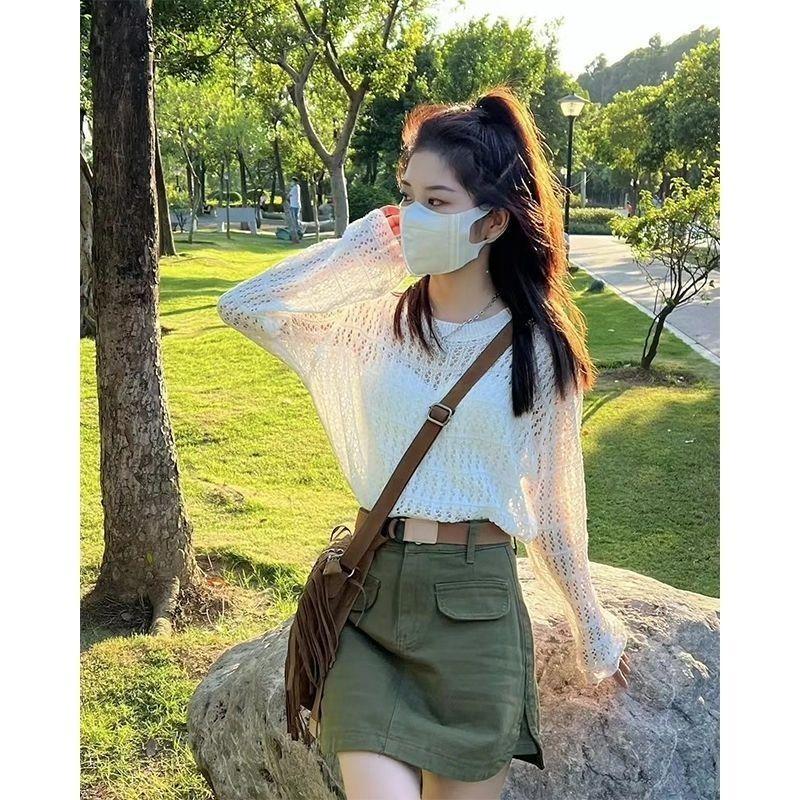 Product Introduction of Áo Len Mùa Hè Cho Nữ, Dáng Rộng Vừa Vặn, Phong Cách Thường Ngày Phong Cách Hàn Quốc, Thiết Kế khoét Áo Dài Tay Mỏng, Thích Hợp Mặc Ngoài Trời, Hàng Mới Về Năm 2024 7