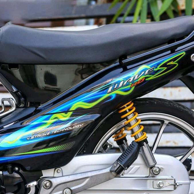  Cường Lc - Mẫu Tem Rời Wave Wave S lửa Xanh Đen Cực Đẹp + Chất liệu Decal 3 lớp+ Siêu Dính Chống Bay màu+ Có tặng kèm lô gô mi ni 