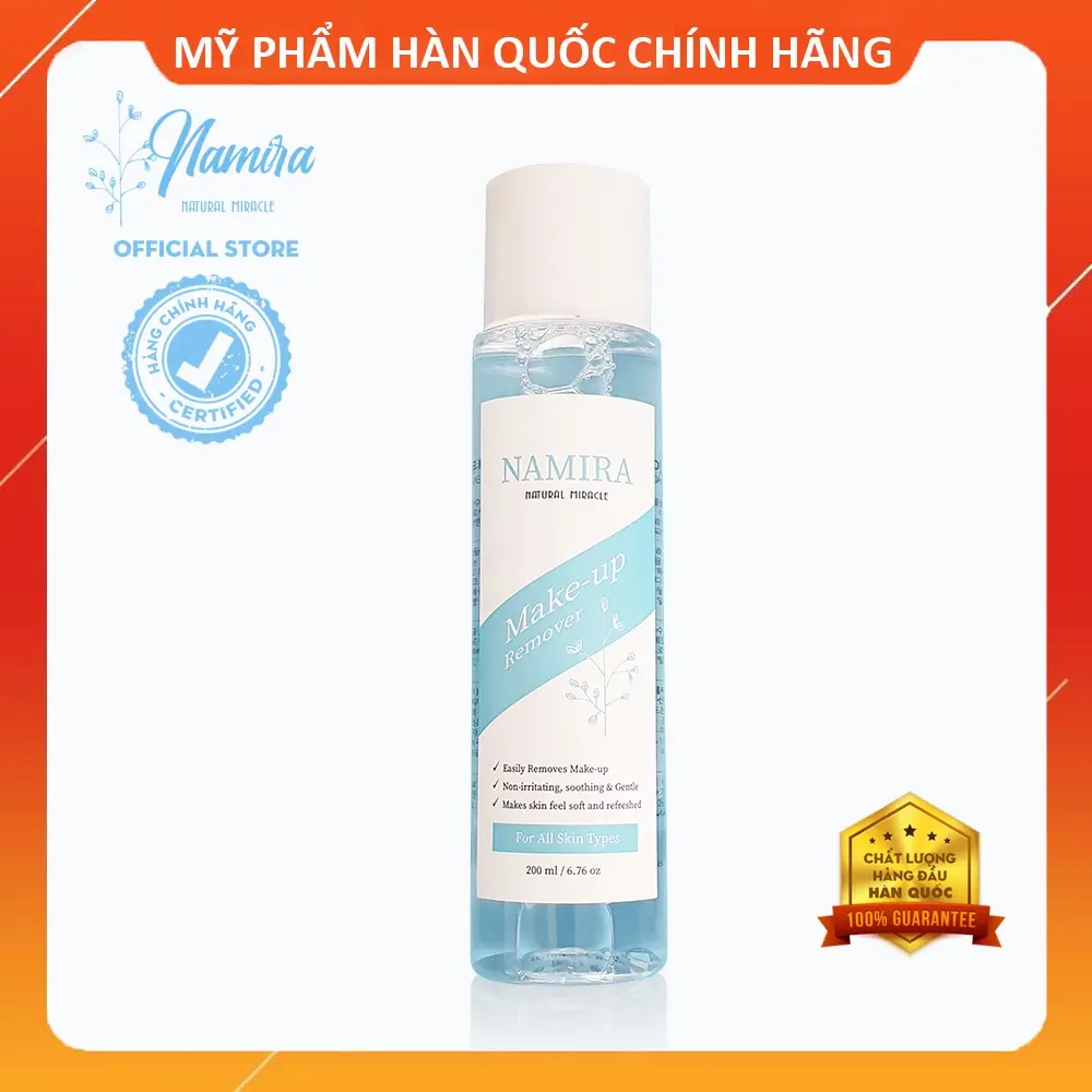 Nước Tẩy Trang Hàn Quốc Namira Makeup Remover – Dạng Nước, Không Cồn, Sạch Sâu
