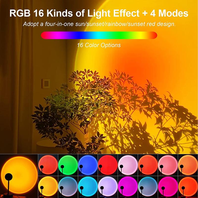 Product Introduction of Smart Bluetooth Night Light Rainbow Sunset Projector Lamp for Home Coffe shop Background Wall Decoration Atmosphere Table Lamp 13