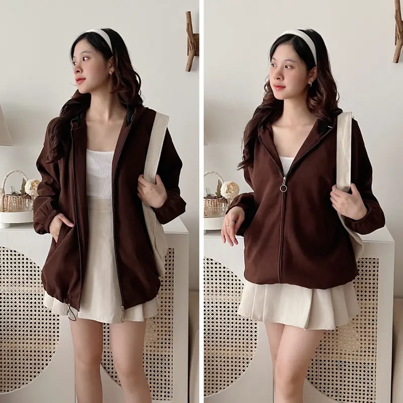 Áo Khoác Nhung Lỳ 2 lớp,Có Mũ To,Có túi trong , lót trong vải lụa , áo khoác đẹp chống nắng, áo chống nắng nữ xinh 2025 , áo chống nắng nữ chống uv ,Annaa House , Top big size , Top Women 4