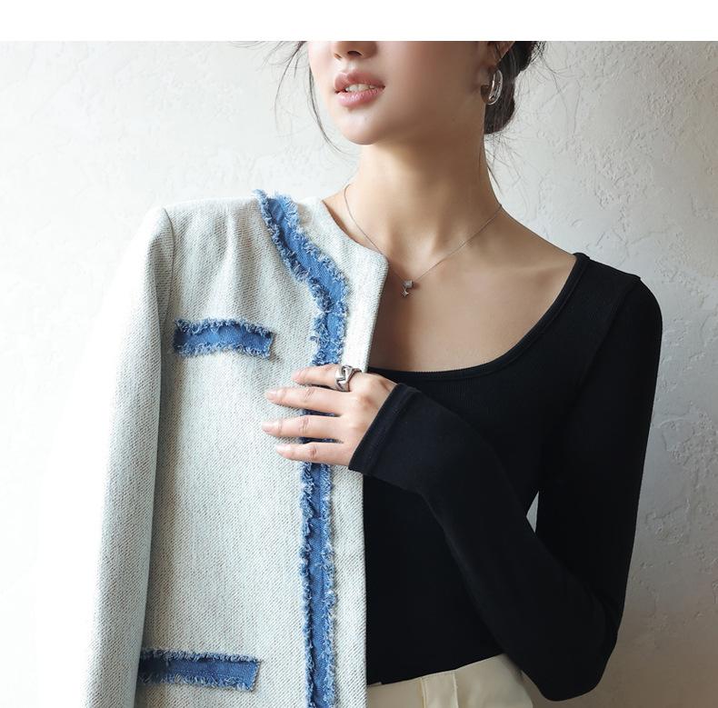 Product Introduction of 2025 Spring, Summer, Autumn Bottoming Shirt Black Low-Neck Women's Spring and Autumn Tops Long Sleeve Inner Wear Korean Style Slim Fit 21