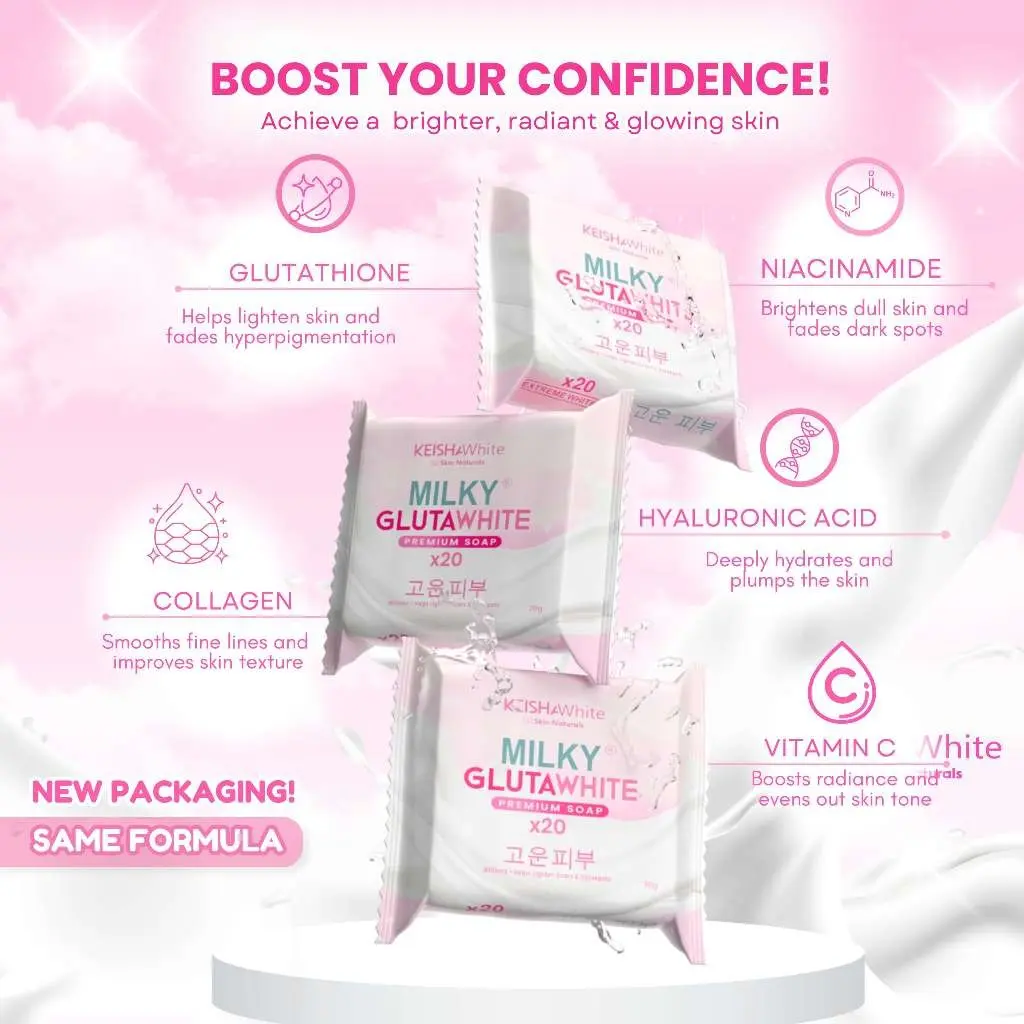 SET OF 3/5PCS] MILKY GLUTA WHITE X20 EXTREME WHITENING SOAP Dark Spot,  Scars, Pimple