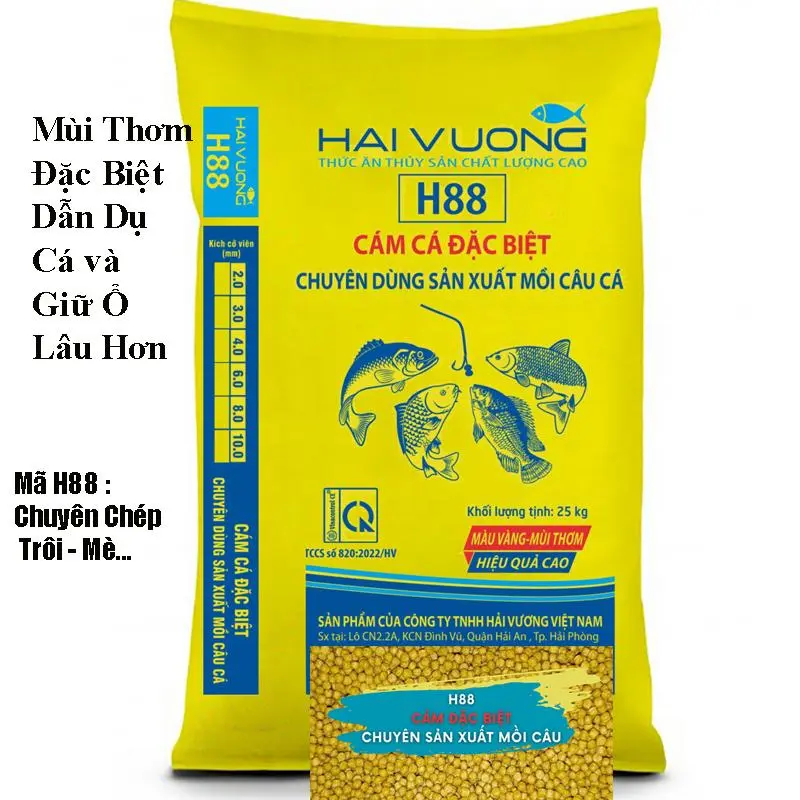 (Bao 10Kg) H88 Đã Xay, Cám Thơm Đặc Biệt Công Ty Hải Vương Chuyên Dùng Câu Cá Chép Trôi Mè Trắm Tra..