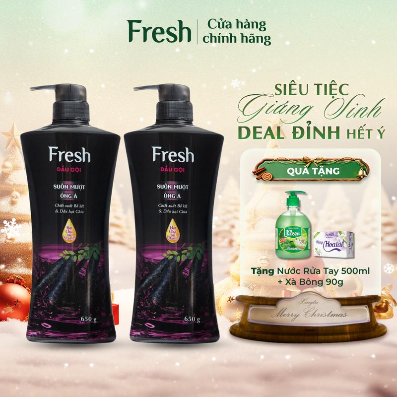  Combo 2 Dầu Gội FRESH Thiên Nhiên Chiết Xuất Bồ Kết Và Hạt Chia Giúp Tóc Suôn Mượt Óng Ả 650g 