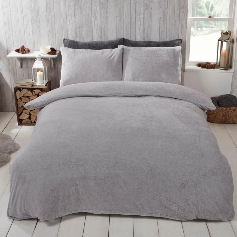 Brentfords Teddy Fleece Duvet Cover with Pillow Case Thermal Warm Bedding Set 7