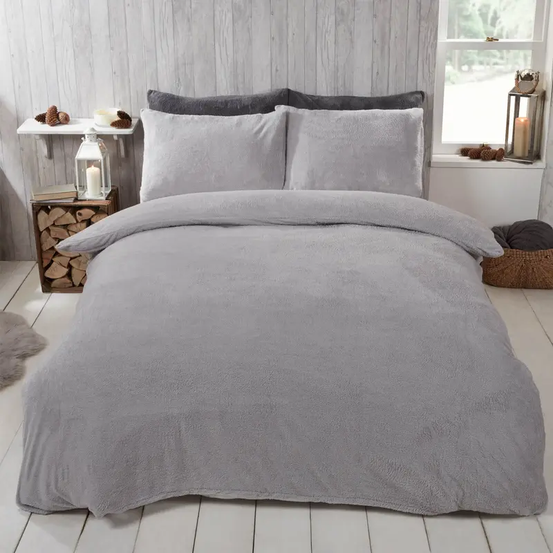 Brentfords Teddy Fleece Duvet Cover with Pillow Case Thermal Warm Bedding Set 7