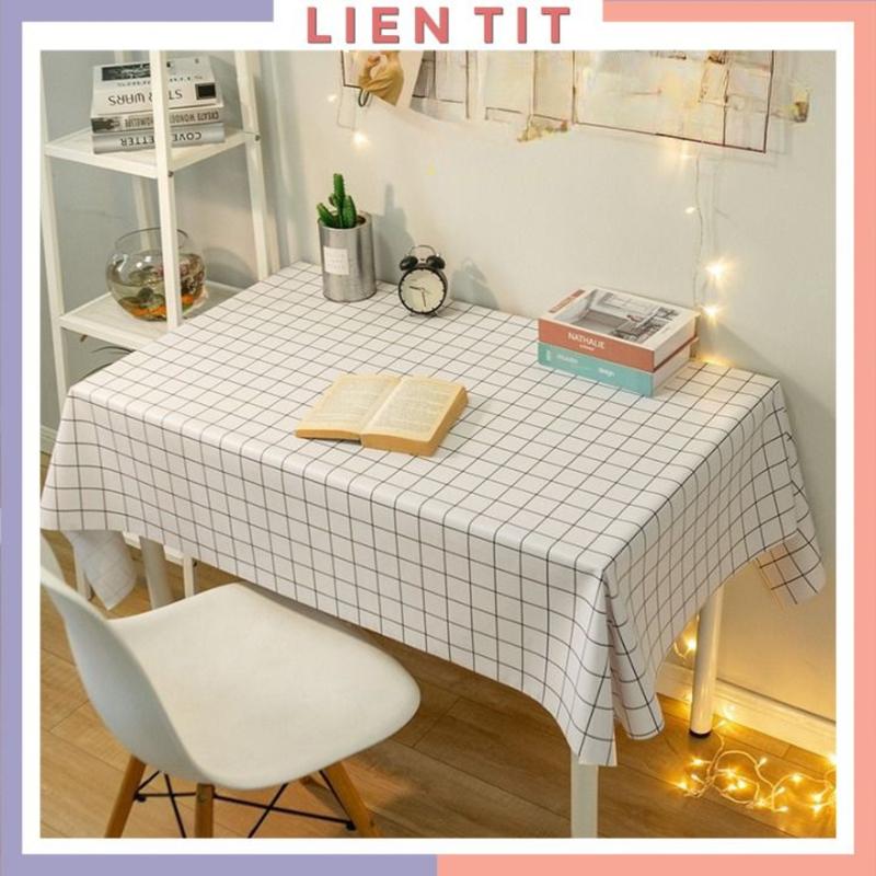 Khăn trải bàn ăn chống thấm kẻ caro phủ bàn ăn, bàn làm việc, tấm thảm picnic decor vintage