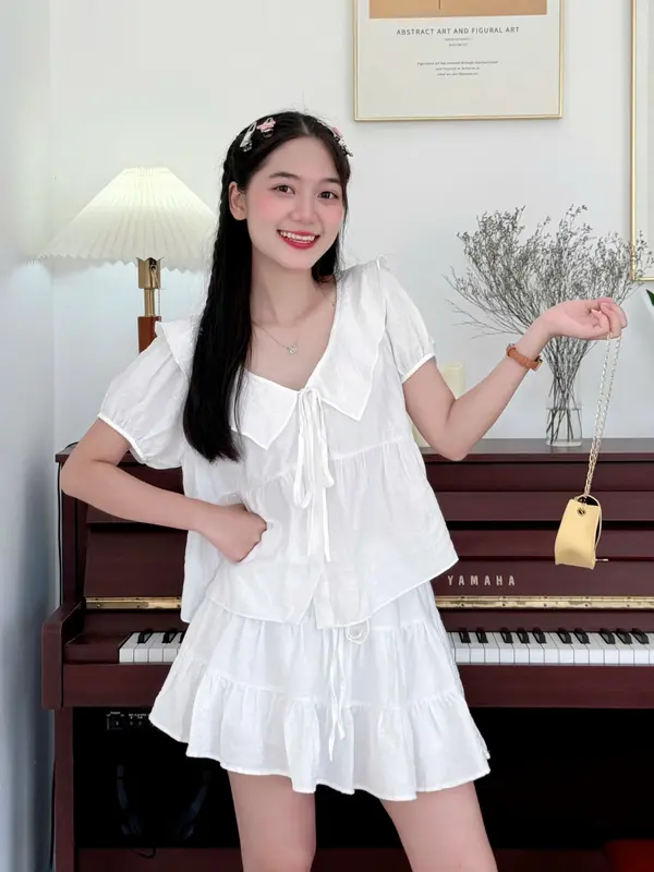 [MẪU MỚI] Áo Kiểu Nữ Babydoll OLARI Cổ Bèo Rút Dây - OL510 Nữ Top Nhung 8