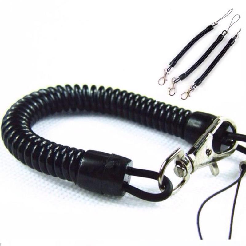 Metal Keychain Spring Rope Black Plastic Spring Rope Telescopic ...
