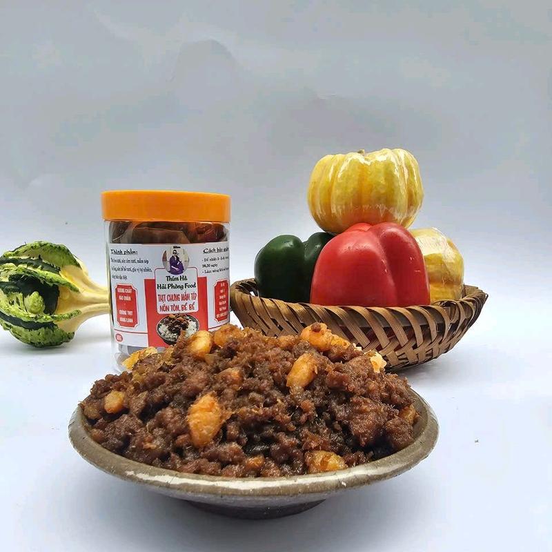 Thịt Chưng Mắm Tép 500g có Tôm và Bề Bề thơm ngon nhà làm thủ công hộp 500g Thím Hà Hải Phòng food Handmade Heo