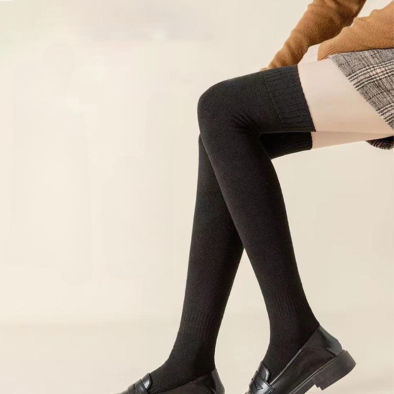  Tất Chân Đùi Nữ Lót Lông Ấm cổ cao trên dầu gối chất liệu dày dặn 