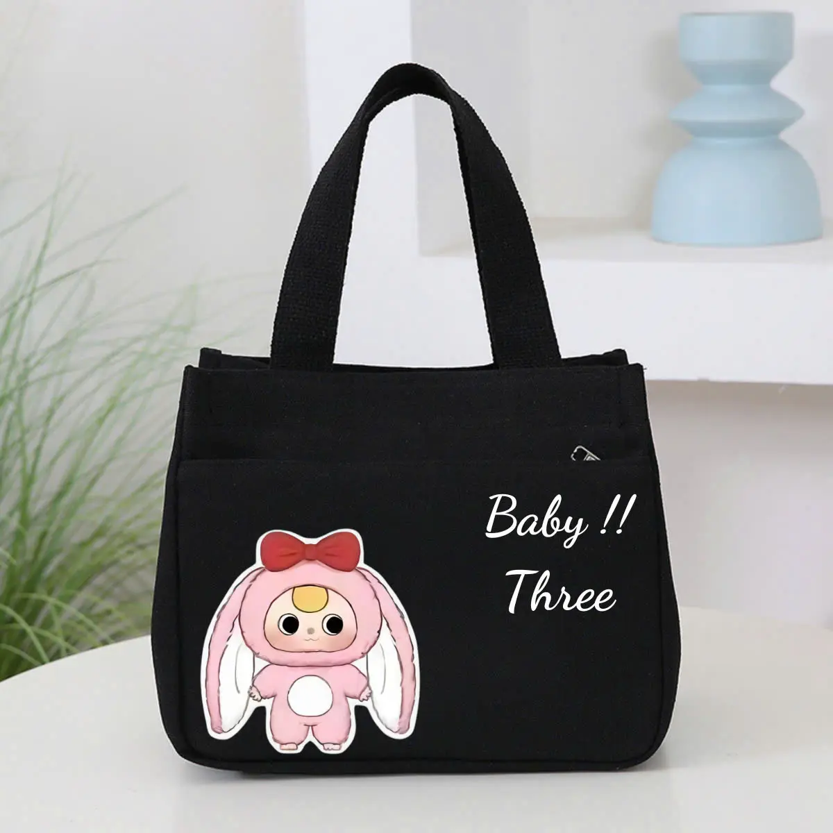 hộp cơm cho bé mang đi lớp vải canvas nhỏ gọn hình in ngộ nghĩnh, túi đựng đồ ăn