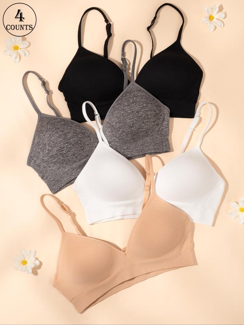 Product Introduction of Women's Solid Bra, Comfortable Breathable Seamless Adjustable Strap Bra, Soft Lingerie for All Seasons 6