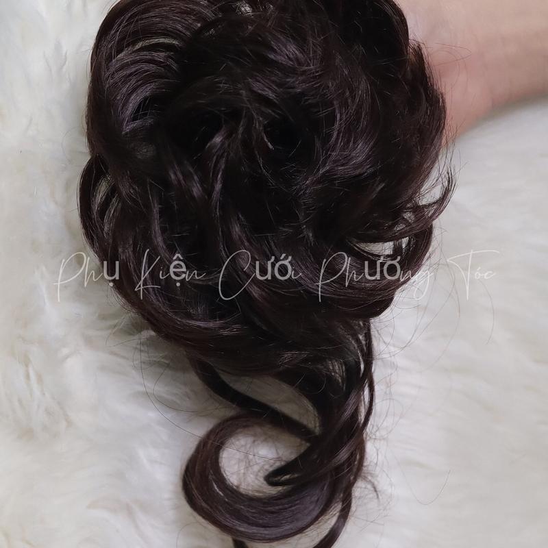  Búi tóc giả tròn màu nâu cafe 