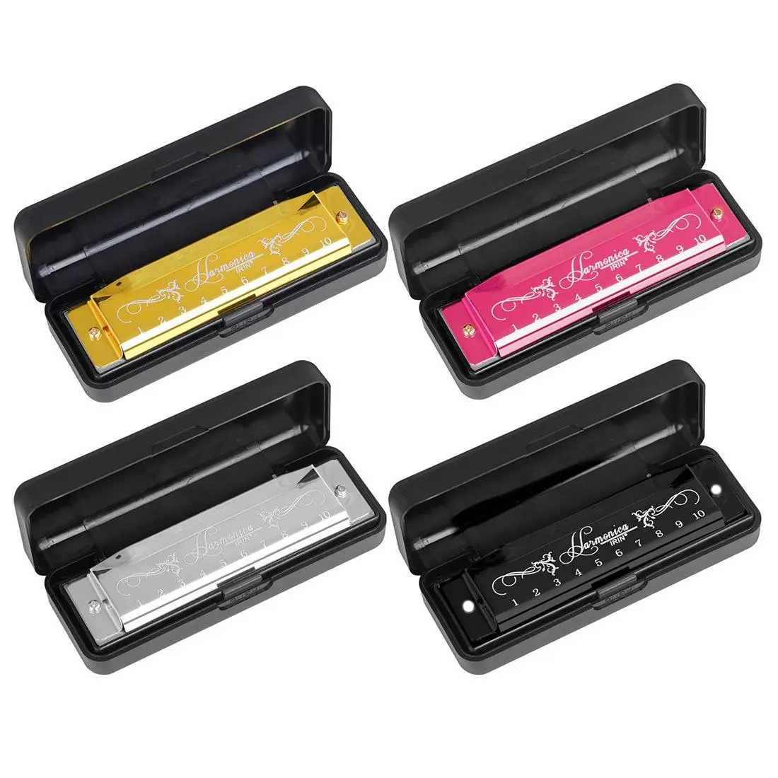 10 Hole 20 Tone Harmonica, 1 Count Portable C Key Harmonica with Case, Musical Instrument for Beginners & Professionals