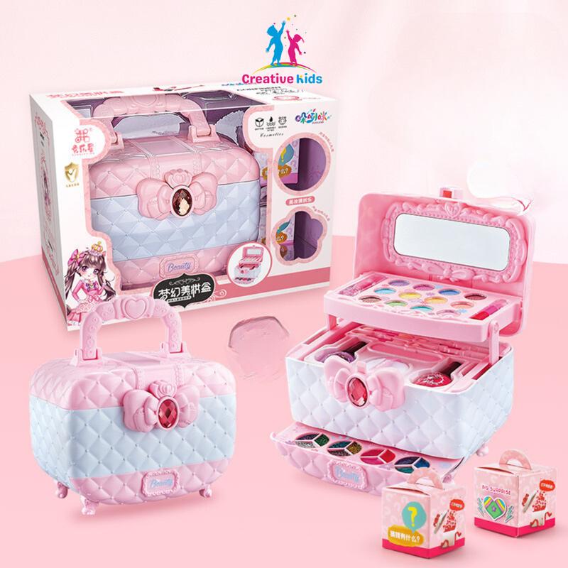 Đồ chơi trang điểm thật cho bé gái bộ trang điểm trẻ em màu hồng an toàn cho bé Toy Câu Cá