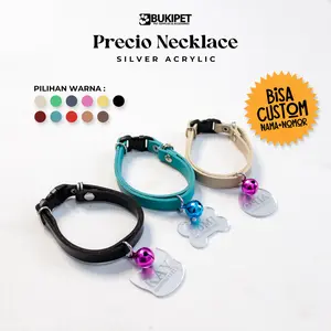 Kalung Kucing Custom Nama Kulit Sintetis Bahan PVC dan AKRILIK - PRECIOUS PET NECKLACE